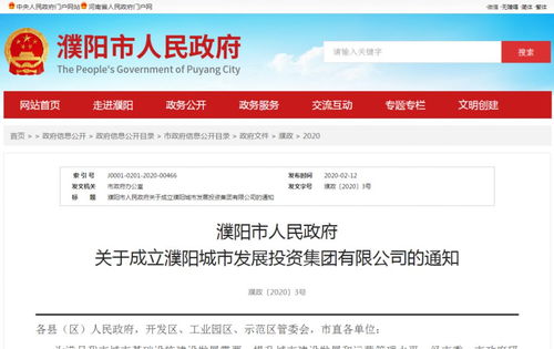 注冊(cè)資本金20億元，濮陽(yáng)城市發(fā)展投資集團(tuán)正式成立